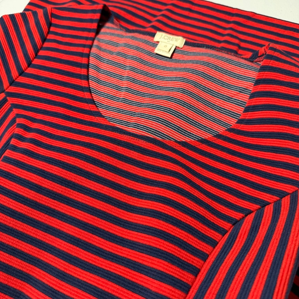 J.Crew Dress Striped Cotton Blend Fit and‎ Flare Short Sleeve Preppy 0
